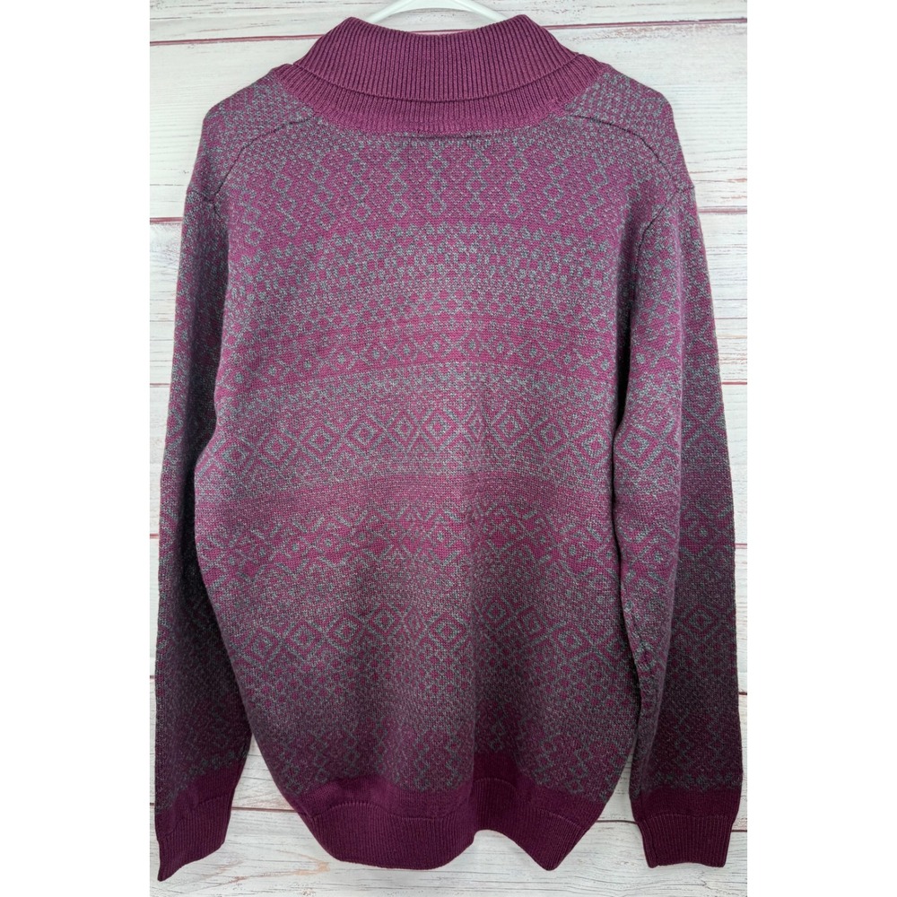 Lacoste Mens Wool Blend Geometric Diamond V-Neck Sweater Cherry GG1406 Size 6 - Picture 2 of 8